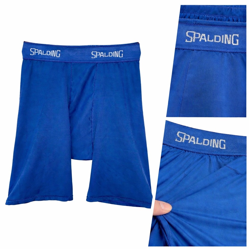Vtg Spalding Compression Shorts Blue Mens L Athletic Training Gym Base Layer USA